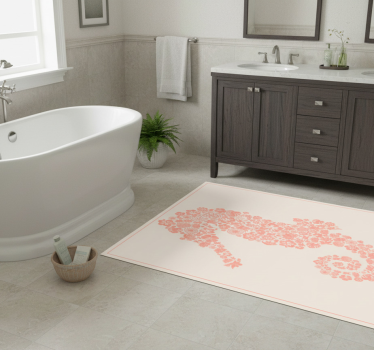 Floral sea horse bathroom mat - TenStickers