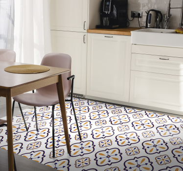 Floral Tile Replica kitchen mat - TenStickers