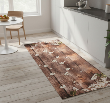 Floral timber kitchen vinyl mat - TenStickers