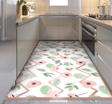 Floral zig zaks kitchen flooring - TenStickers