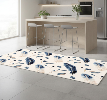 Flying leaves and feathers kitchen vinyl mat - TenStickers