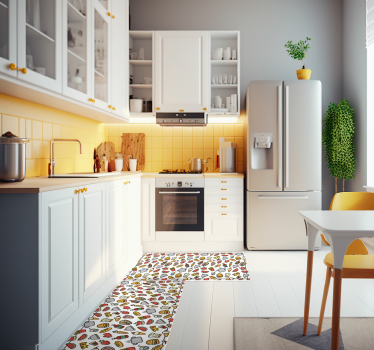 Food icons pattern modern flooring - TenStickers