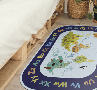 For kids with alphabet vinyl map rug - TenStickers