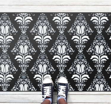 French Provincial black  flower rug - TenStickers