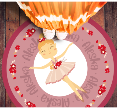Funny ballerina princess personalised vinyl rug - TenStickers