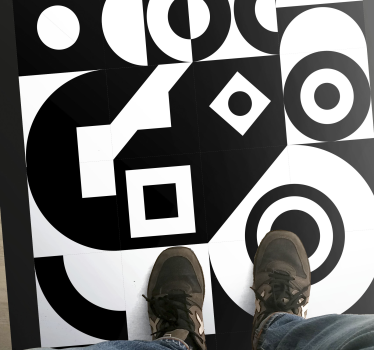 Geometric black and white pattern carpet runners for halls - TenStickers