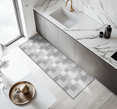 Geometric tile effect kitchen mat - TenStickers