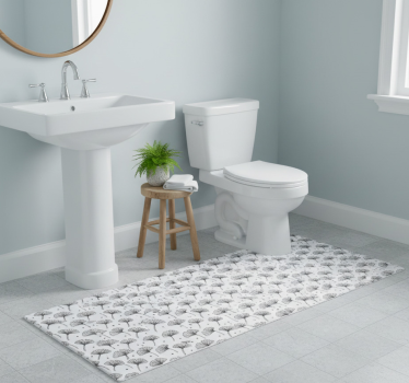 Gingko leaves white pattern bathroom mat - TenStickers