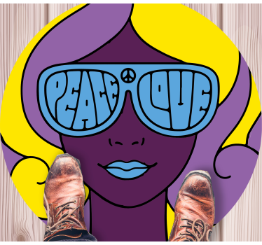 Girl with peace and love glasses retro rug - TenStickers