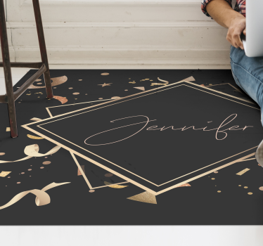 Gold confetti with name teenage bedroom rug - TenStickers