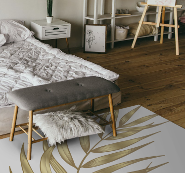 Gold palm leaf flower rug - TenStickers