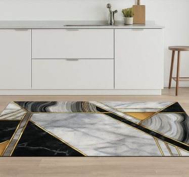 Gold-trim motif marble rug - TenStickers