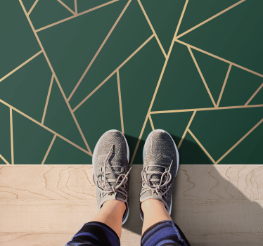Golden lines bottle green background contemporary rugs - TenStickers