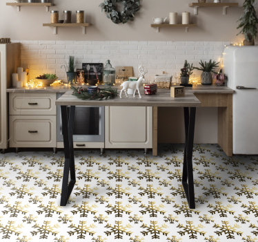 Golden snowflakes pattern festive floor carpet - TenStickers