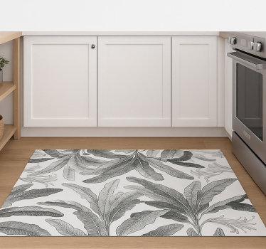 Graceful grey palms kitchen vinyl mat - TenStickers