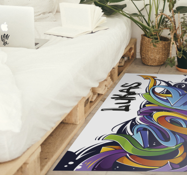 Graffiti colourful banner personalised vinyl rug - TenStickers