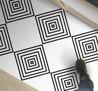 Graphic tile effect tile vinyl rug - TenStickers
