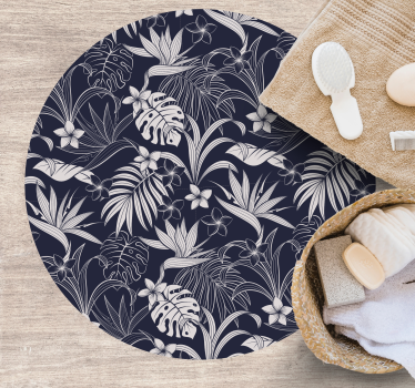 Gray tropical Hamptons pattern flower rug - TenStickers