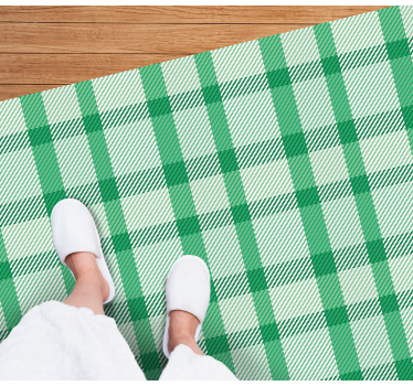 Green and white patterned squares rectangular vinyl rug - TenStickers