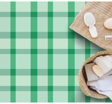 Green and white plaid pattern square rug - TenStickers
