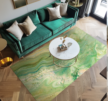 Green & beige colors marble rug - TenStickers
