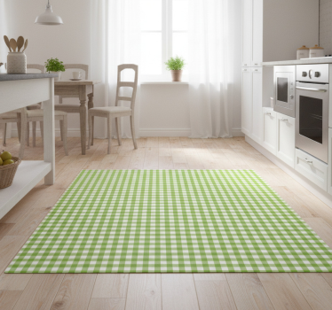 Green checked plaid design kitchen vinyl mat - TenStickers