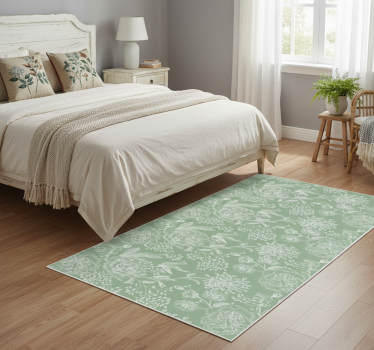 Green floral grandmillenial style bedroom carpet - TenStickers