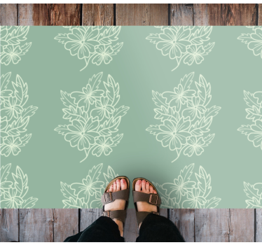 Green minimalist nice flower kitchen flooring - TenStickers