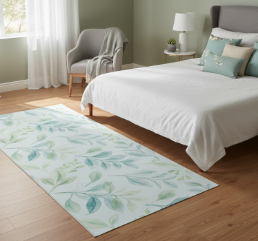 Green thin leaves bedroom carpet - TenStickers