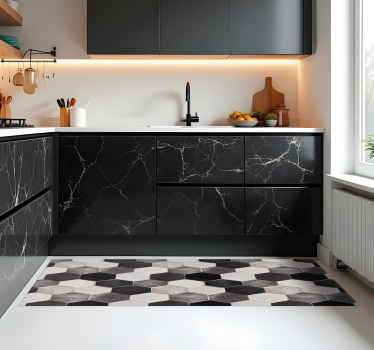 Grey hexagons kitchen mat - TenStickers