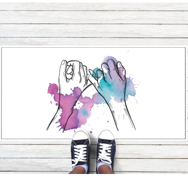 Hand drawn pinky promise rectangular jute rug - TenStickers