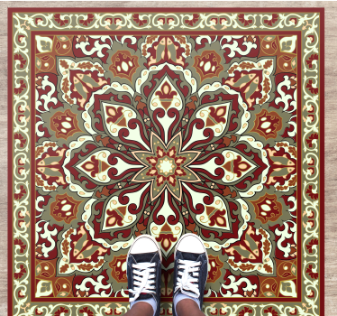 Handcrafted floral ethnic design vinyl rug - TenStickers