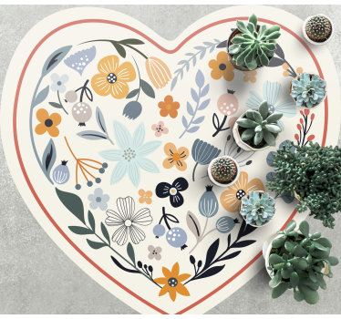 Heart Flower Composition floral rug - TenStickers