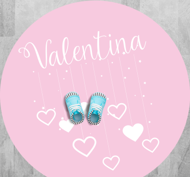 Hanging pink hearts with name kids rug - TenStickers