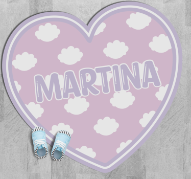 Heart shaped with clouds custom floor mat - TenStickers