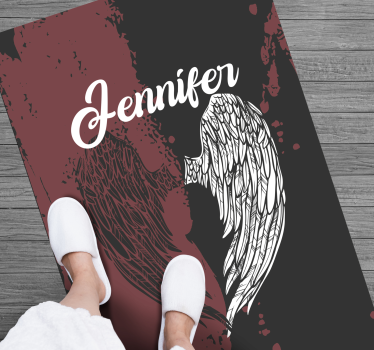 Heart wings with name teenage bedroom rug - TenStickers