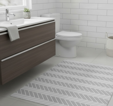 Herringbone light gray bathroom mat - TenStickers