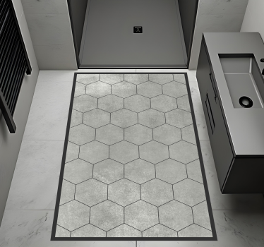 Hexagonal grey motif bathroom mat - TenStickers