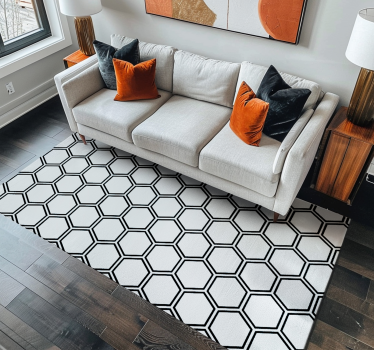 Hexagonal pattern white rug - TenStickers