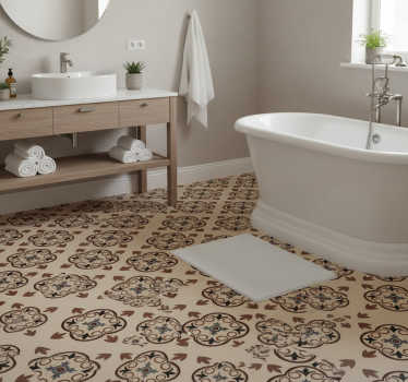 Hydraulic vintage cement pattern bathroom mat - TenStickers