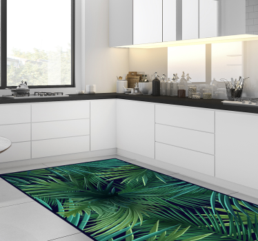 Intense Monstera leaves kitchen flooring - TenStickers
