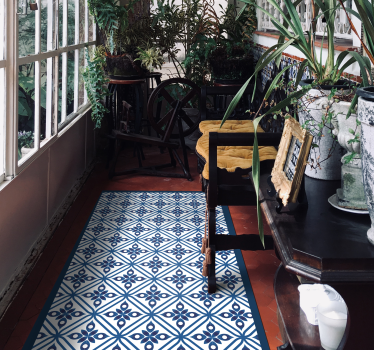 Japanese blue and white pattern tile mat - TenStickers