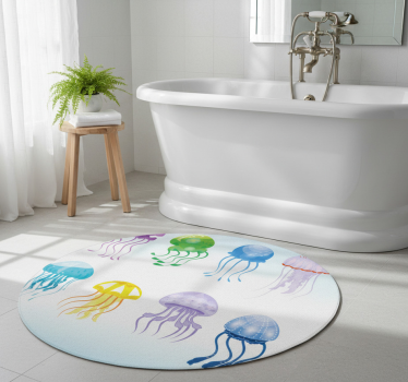 Jellyfish colours bathroom mat - TenStickers