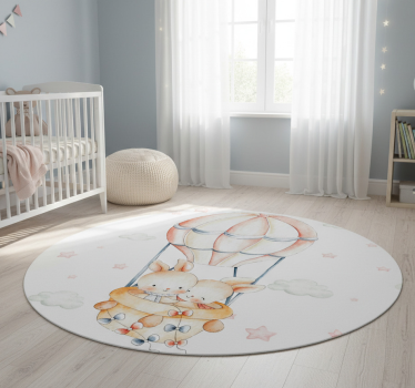 Kids carpet bunny hot air balloon - TenStickers