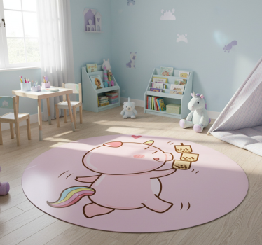 Kids carpet cartoon pig unicorn - TenStickers