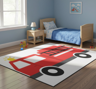 Kids carpet firefighters truck design - TenStickers