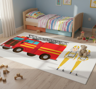 Kids carpet firefighter man and woman car - TenStickers