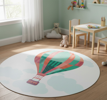 Kids carpet patchwork hot air balloon design - TenStickers