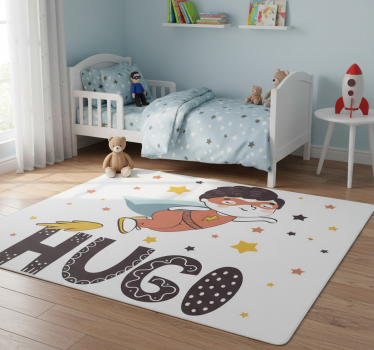 Kids carpet personalized superhero name - TenStickers