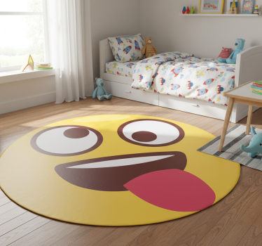 Kids carpet playful emoji face - TenStickers